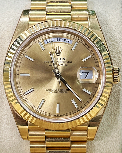 2022 Rolex Day-Date 40MM Champagne Dial Yellow Gold President Bracelet (228238)