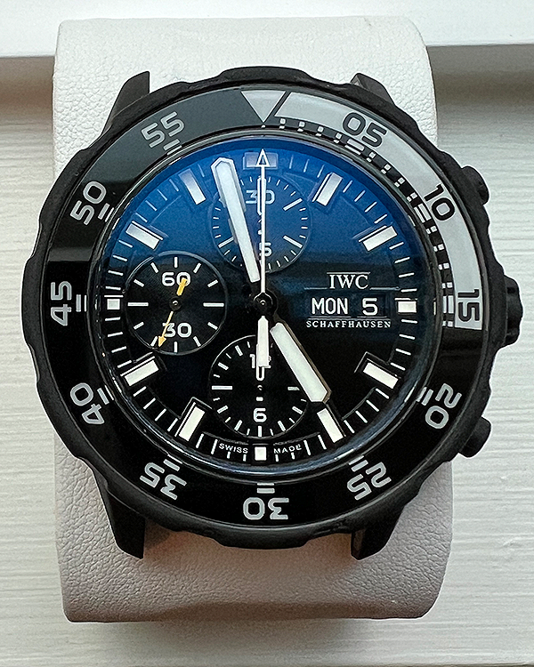 2009 IWC Schaffhausen Aquatimer Chronograph "Galapagos" 44MM Black Dial Rubber Strap (IW376705)