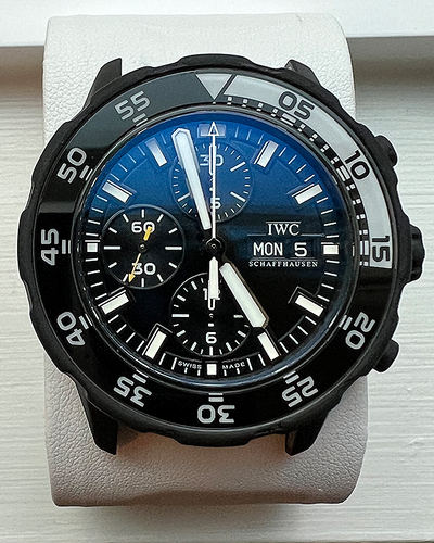 2009 IWC Schaffhausen Aquatimer Chronograph "Galapagos" 44MM Black Dial Rubber Strap (IW376705)