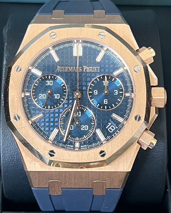 2023 Audemars Piguet Royal Oak Chronograph 41MM Blue Dial Rubber Strap (26240OR.OO.D315CR.02)