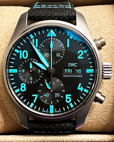 2023 IWC Schaffhausen Pilot Chronograph "Mercedes AMG Petronas F1 Team" 41MM Black Dial Textile Strap (IW388108)