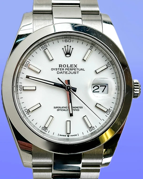 2022 Rolex Datejust 41MM White Dial Oyster Bracelet (126300)