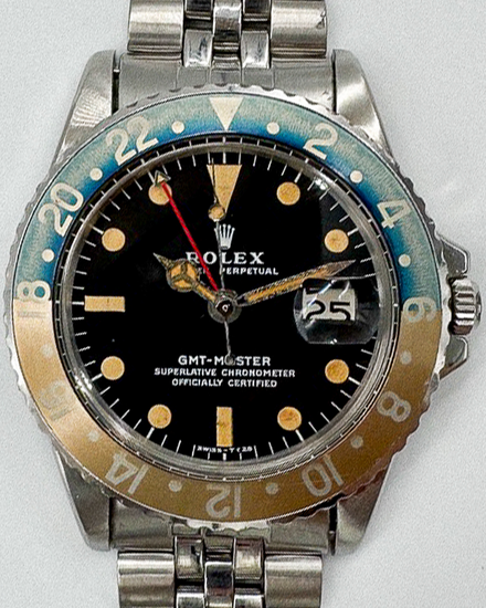 1968 (1.8 Mill Serial) Rolex GMT-Master "Faded Pepsi" 40MM Black Dial Jubilee Bracelet (1675)