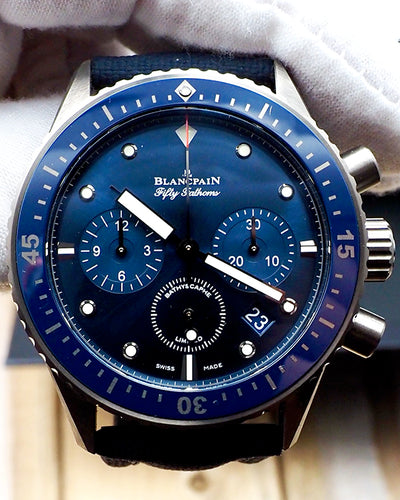 Blancpain Fifty Fathoms Bathyscape Flyback "Ocean Commitment" 43.6MM Blue Dial Textile Strap (5200 0240 O52A)
