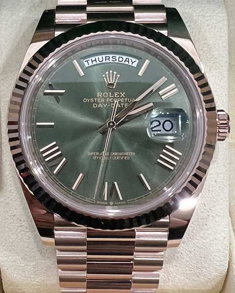 2024 Rolex Day-Date 40MM Olive Green Dial Everose Gold President