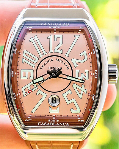 2023 Franck Muller Vanguard Casablanca 42.5x52.7MM Pink Salmon Dial Leather/Rubber Strap (V 43 SC DT CASA)