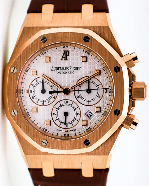 Audemars Piguet Royal Oak Chronograph 39MM White Dial Leather Strap (26022OR.OO.D088CR.01)