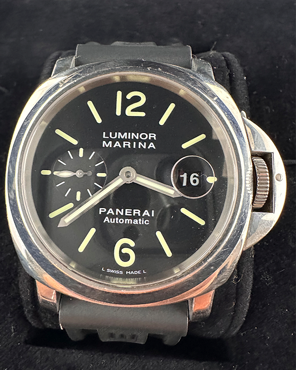 No Reserve - Panerai Luminor Marina Automatic 44MM Black Dial Rubber Strap (PAM00104)