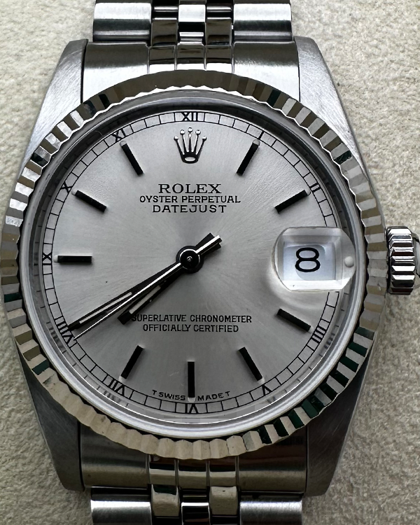 1998 Rolex Datejust 31 Jubilee Bracelet White Gold and Steel Silver Dial (68274)