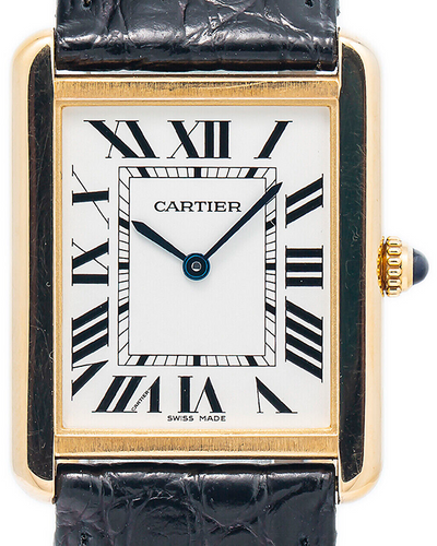 Cartier Tank Solo 27X34MM Quartz Silver Dial Leather Strap (W1018855)