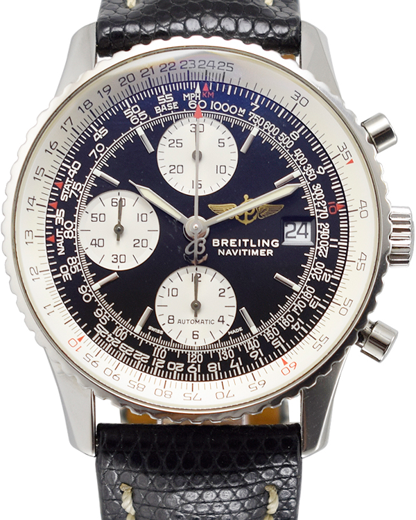 2002 Breitling Old Navitimer II 41.5MM Black Dial Leather Strap (A13322)