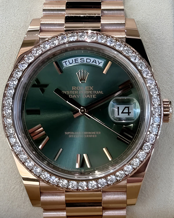 2024 Rolex Day-Date 40MM Olive Dial Everose Gold President Bracelet (228345RBR)