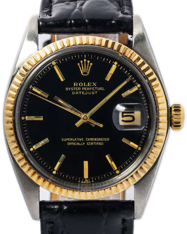 Rolex Datejust 36MM Black Dial Leather Strap (1601)