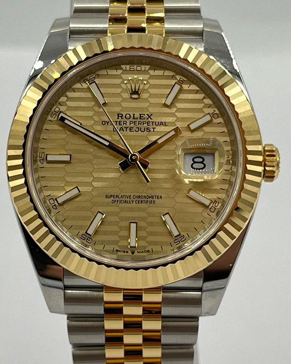 2023 Rolex Datejust 41MM Motif Champagne Dial Two-Tone Jubilee Bracelet (126333)