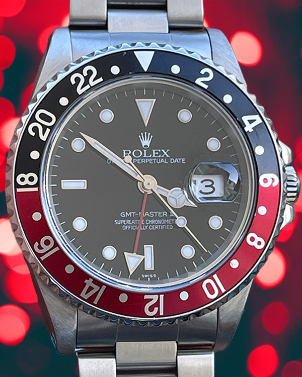 1999 (A Serial) Rolex GMT-Master II "Coke" 40MM Black Dial Oyster Bracelet (16710)