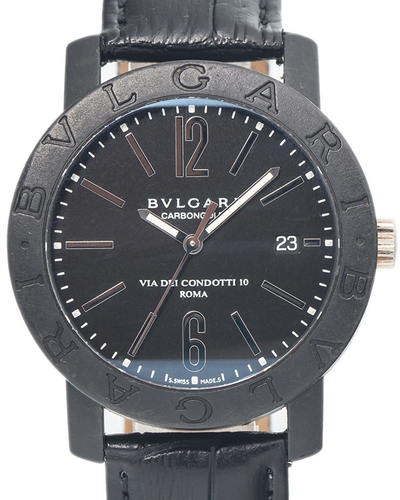 Bvlgari Via dei Condotti 40MM Black Dial Leather Strap (BB40CL)