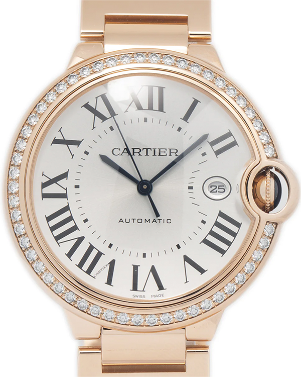 Cartier Ballon Bleu De Cartier 33MM Silver Dial Rose Gold Bracelet (WJBB0057)