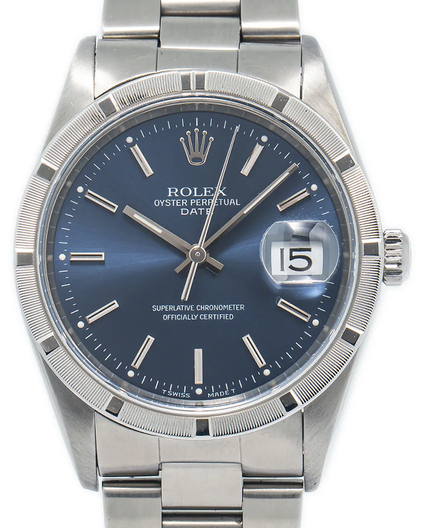 Rolex Oyster Perpetual Date 34MM Blue Dial Oyster Bracelet (15210)