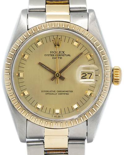 Rolex Oyster Perpetual Date Vintage 34MM Champagne Dial Two-Tone Oyster Bracelet (1505)