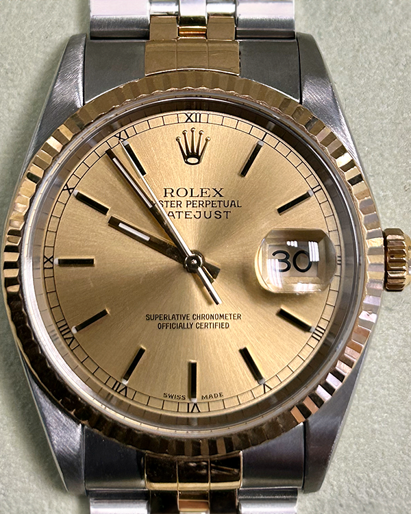 2000 Rolex Datejust 36MM Champagne Dial Two-Tone Jubilee Bracelet (16233)