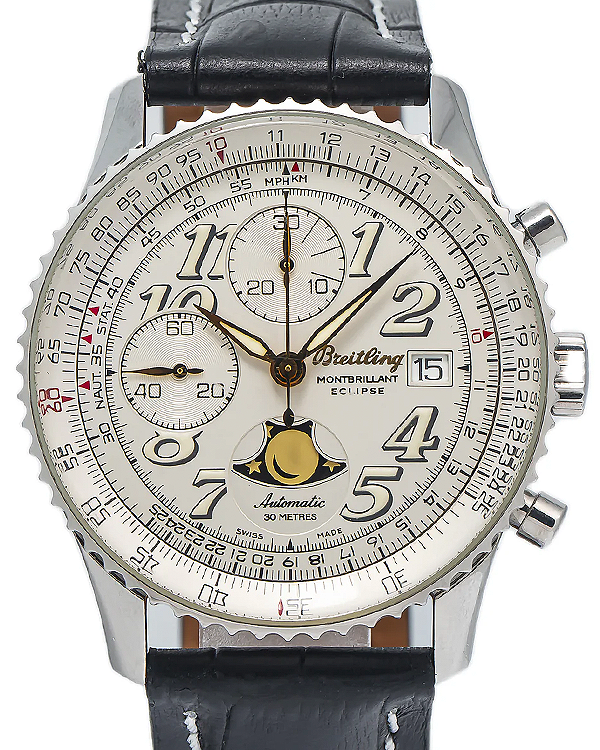 Breitling Montbrillant 41MM White Dial Leather Strap (A43030)