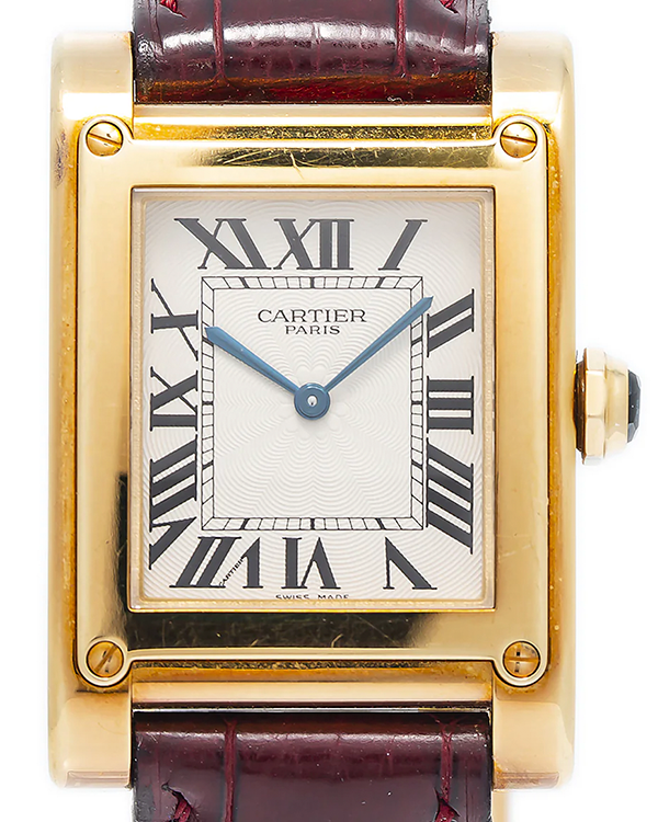 Cartier Tank À Vis 27x39MM White Dial Leather Strap (2484D)