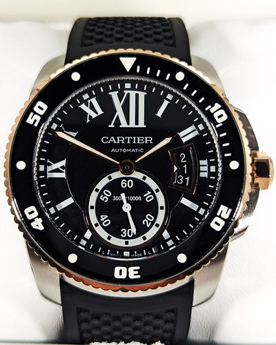 2016 Cartier Calibre de Cartier Diver 42MM Black Dial Rubber Strap (W7100055)