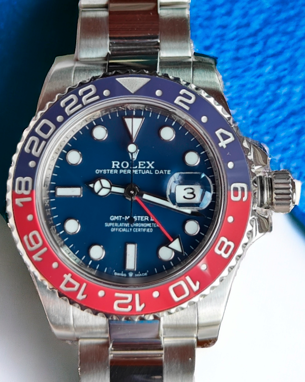 2007 Rolex GMT-Master II 40MM Aftermarket Blue Dial Steel Bracelet (116710N)