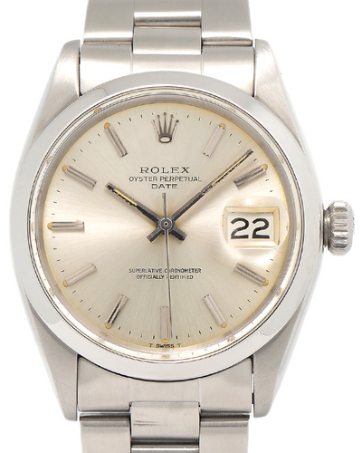 Rolex Oyster Perpetual Date 34MM Silver Patina Dial Oyster Bracelet (1500)