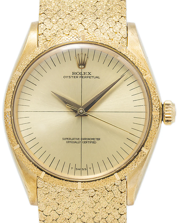 1961 Rolex Oyster Perpetual Zephyr Vintage 34MM Champagne Dial Yellow Gold Bracelet (1029)