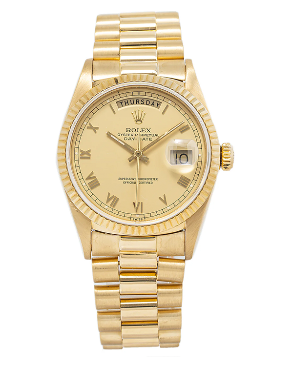 Rolex Day-Date 36MM Champagne Dial Yellow-Gold President Bracelet (18038)