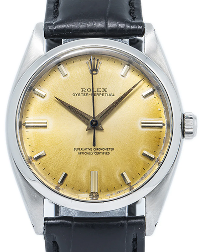 1961 Rolex Oyster Perpetual Vintage 36MM Champagne Dial Leather Strap (1018)