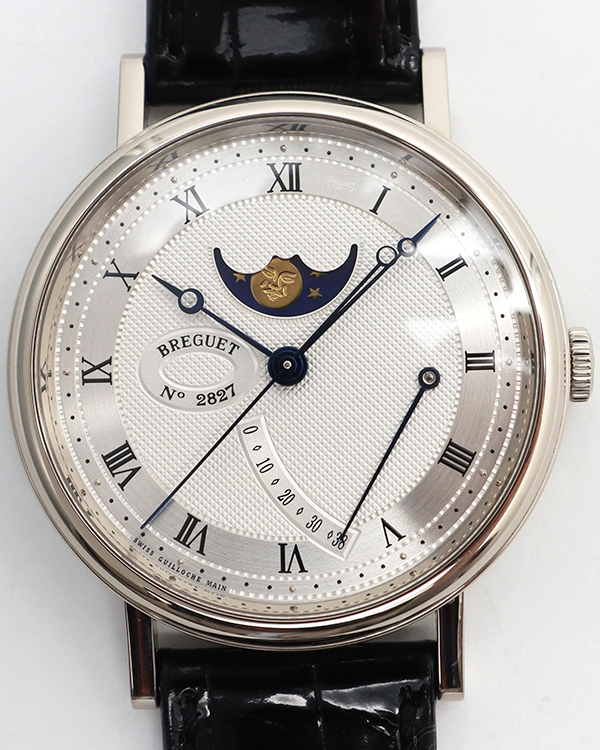 Breguet Classique Moonphase 39MM Silver Dial Leather Strap (7787BB/12/9V6)