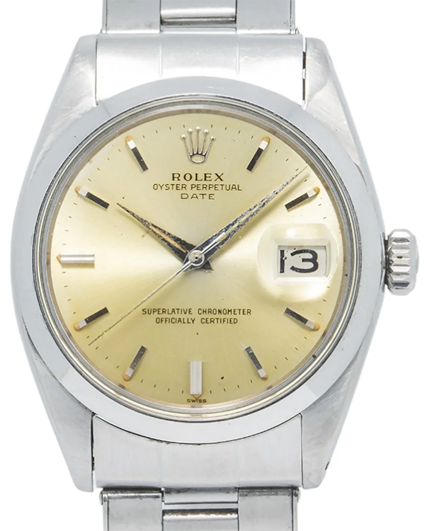 Rolex Oyster Perpetual Date 34MM Champagne Dial Steel Bracelet (1500)