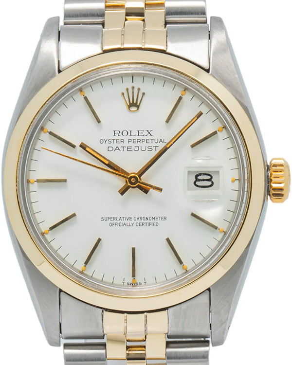 Rolex Datejust Vintage 36MM White Dial Aftermarket Two-Tone Jubilee Bracelet (16003)