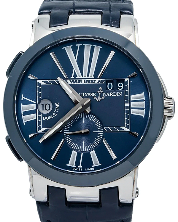 Ulysse Nardin Executive Dual Time 44MM Blue Dial Leather Strap (243-00)