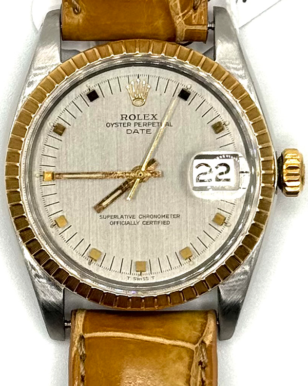 1966 Rolex Oyster Perpetual Date 34MM Slate Dial Leather Strap (1505)