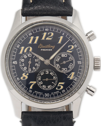 Breitling Navitimer Premier 36MM Black Dial Leather Strap (A40035)