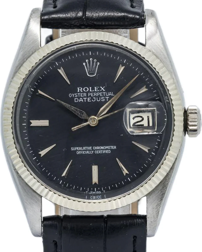 Rolex Datejust 36MM Black Dial Leather Strap (6605)