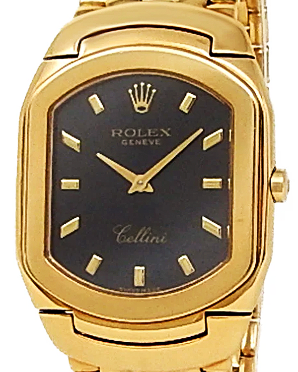 2007 (M Serial) Rolex Cellini 30MM Quartz Black Dial Yellow Gold Bracelet (6633)