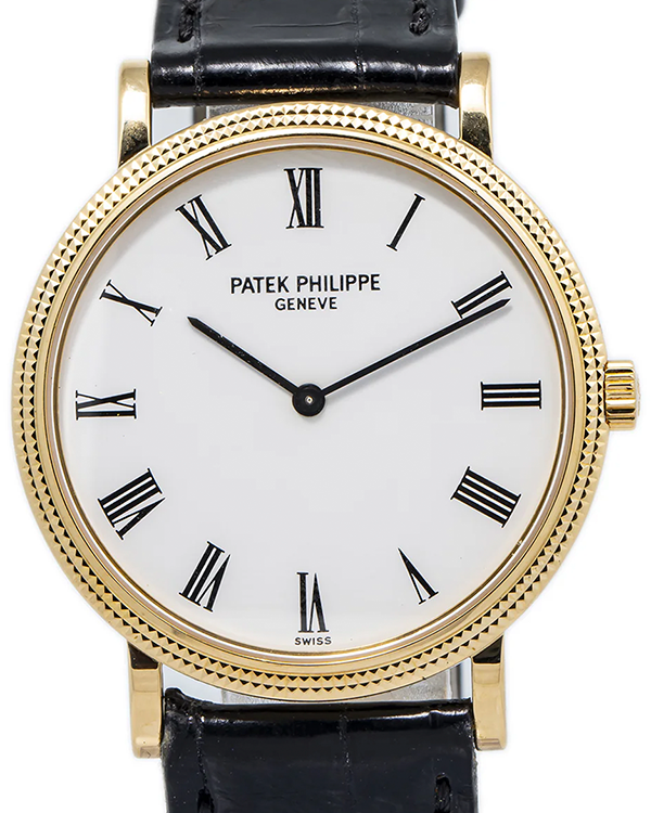 Patek Philippe Calatrava 35MM White Dial Leather Strap (5120J)