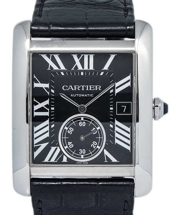 Cartier Tank MC 34MM Black Dial Leather Strap (W5330004)