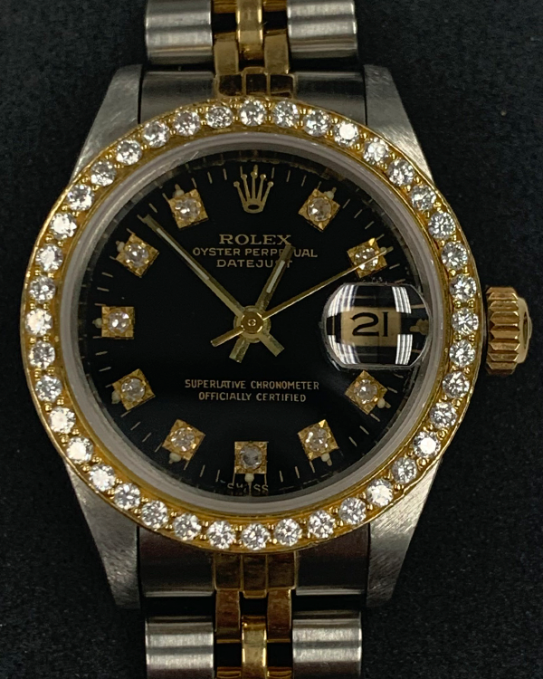 Rolex Lady-Datejust 26MM Black Dial Two-Tone Jubilee Bracelet (69173)