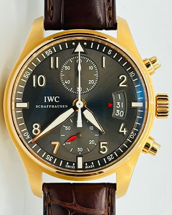 IWC Schaffhausen Pilot Spitfire Chronograph 43MM Grey Dial Leather Strap (IW387803)