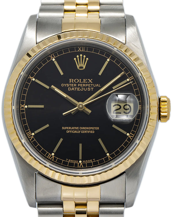 Rolex Datejust 36MM Black Dial Two-Tone Jubilee Bracelet (16233)