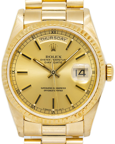 Rolex Day-Date 36MM Champagne Dial Yellow Gold President Bracelet (18238)