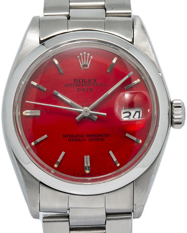 Rolex Oyster Perpetual Date 34MM Aftermarket Red Dial Oyster Bracelet (1505)