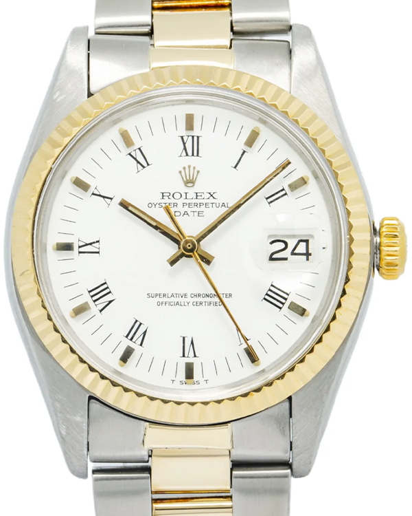 Rolex Oyster Perpetual Date 34MM White Dial Two-Tone Oyster Bracelet (1500)