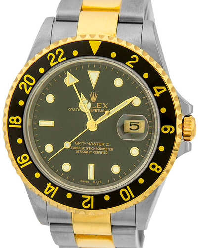 2003 (F Serial) Rolex GMT-Master ll 40MM Black Dial Two-Tone Oyster Bracelet (16713)