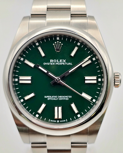 2021 Rolex Oyster Perpetual 41MM Green Dial Steel Bracelet (124300)